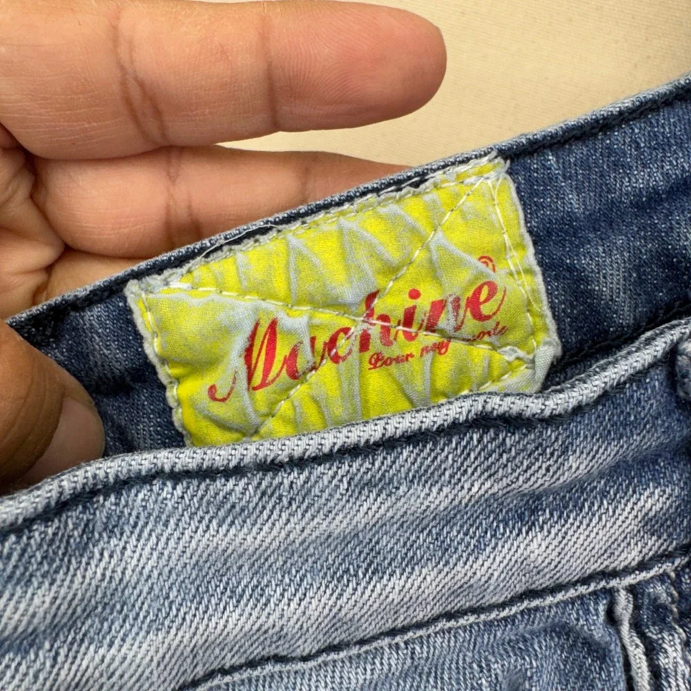 Machine Jeans Denim‎ Shorts Size 26 Blue Rhinestone Distressed Y2K McBling